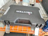 a black case sitting on top of a metal rack