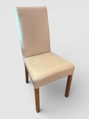 SUITE de 4 chaises modernes, structure en bois, garniture simili cuir 