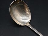 a spoon that is sitting on a black surface