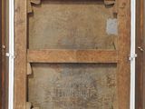 painting of a wooden frame with a painting of a dog in it