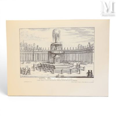 un dessin en noir et blanc représentant une fontaine dans un parc
