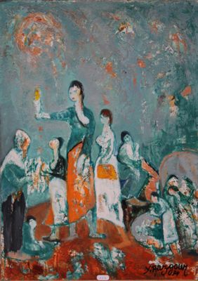 an image of a painting of a group of people in a room
