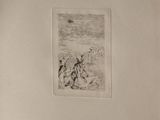 a black and white drawing of a man riding a horse