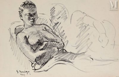 dessin représentant un homme assis sur une chaise, les jambes croisées
