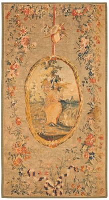 an image of a tapestry with a picture of a woman on a horse
