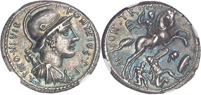 a close up of a coin with an image of a man on a horse