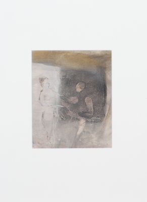 une image représentant un tableau où l'on voit un homme et une femme dans une grotte