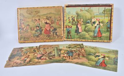 several cards with pictures of people and animals on them on a white surface