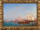an image of a painting of a boat in a body of water
