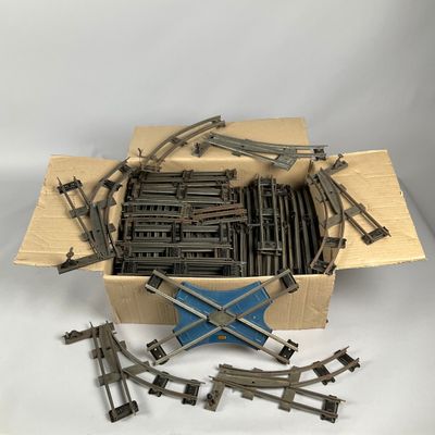 a box with a bunch of train tracks in it