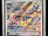 a close up of a pokemon card in a plastic case
