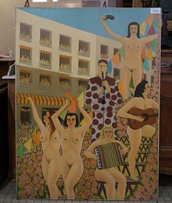 a painting of a group of nudes in a room