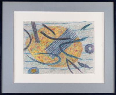 Henri GOETZ (1909-1989) "Composition abstraite" crayon gras,…