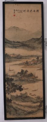 une peinture sur le mur d'une pièce où est représenté un paysage