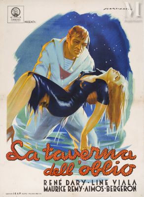 an old movie poster of a man and a woman in the water