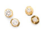 trois paires de boucles d'oreilles en or et diamants