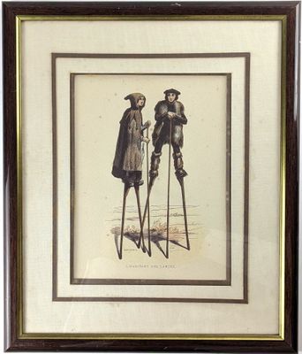 an old picture of two men standing on crutches in front of a white background