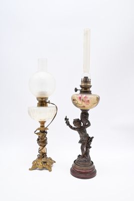 paire de lampes de table en laiton et en verre signées Cherensh et Cherensh