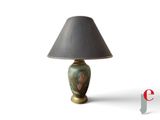 a lamp that has a black shade on it