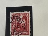 a close up of a stamp with a picture of a train on it