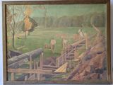 a picture of a painting of a farm scene