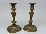 pair of antique brass candlesticks