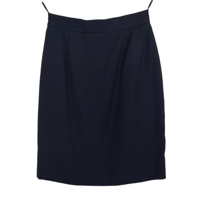a black skirt on a hanger on a white background