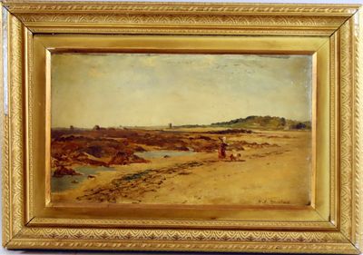 W.E. MARSHALL (1899-?) Balade sur une plage