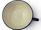 blue and white bowl on a white background