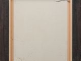 a painting of a brown frame with a blue dot on the bottom