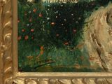 a picture of a painting of a woman in a garden