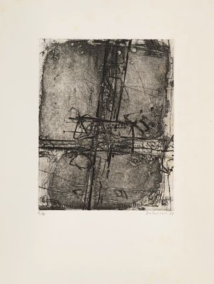 an image of a black and white drawing of a cross on a piece of paper
