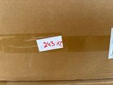 a cardboard box with a sticker on it and a price tag on it
