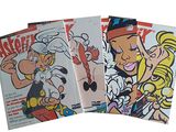 three comics are on the covers of a variety of magazines