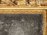 a picture of a gold frame with a picture of monkeys on it