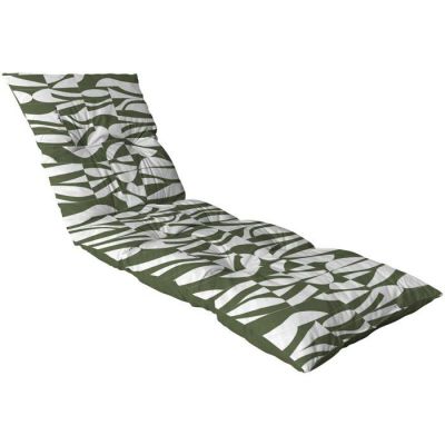 un gros plan sur une chaise longue à imprimé zébré vert et blanc