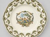 a plate with a picture of a man and a woman on it