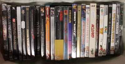 une photo montrant une collection de DVD sur une étagère