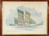 a picture of a painting of a sailboat in the water