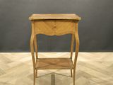 an image of a small wooden table with a drawer on top of it
