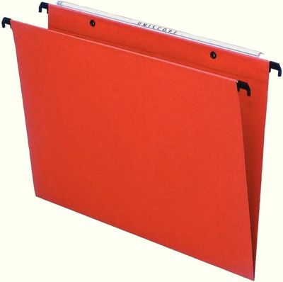 a close up of a red folder with a clip on it