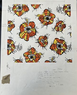 a drawing of a bunch of orange flowers on a piece of paper