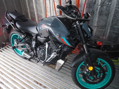 a motorcycle that is parked in a garage