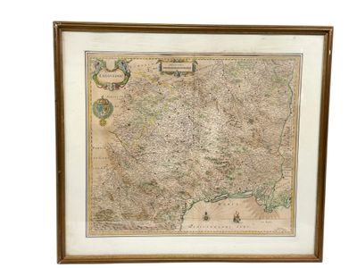 an old map of england in a wooden frame on a white background