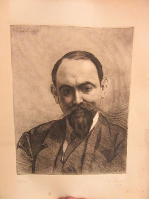 portrait of a man with a mustache and a moustache in a frame