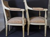 pair of 19th century french louis xvi style armchairs with upholstered upholstered seats