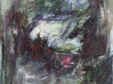 une peinture à l'huile représentant un bouquet de fleurs dans un vase posé sur une table