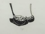 dessin représentant un soutien-gorge orné d'un motif en noir et blanc