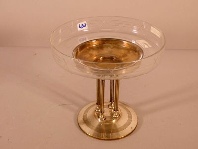 Coupe de table art-déco en métal argenté à quatre colonnette… - Photo 1