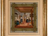 une image représentant un tableau montrant une famille dans un salon